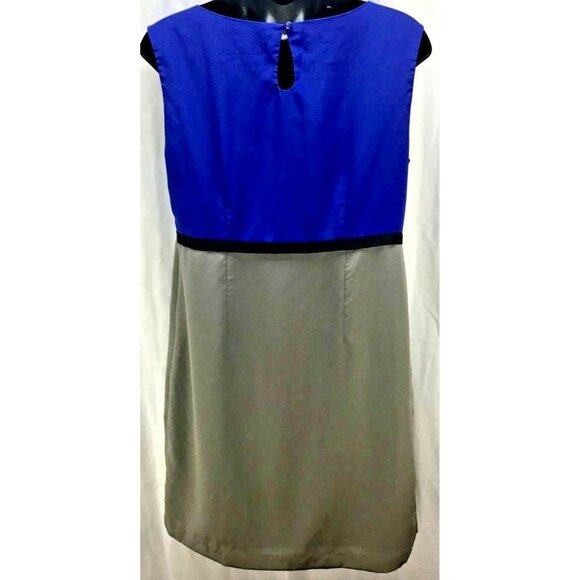 Banana Republic Dress 10 Blue Gray Color Block Shift Scoop Sleeveless Work 1268 - Picture 3 of 6
